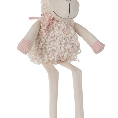 Mouton decoratif textile beige/rose