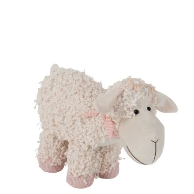 Cale porte mouton textile beige/rose small