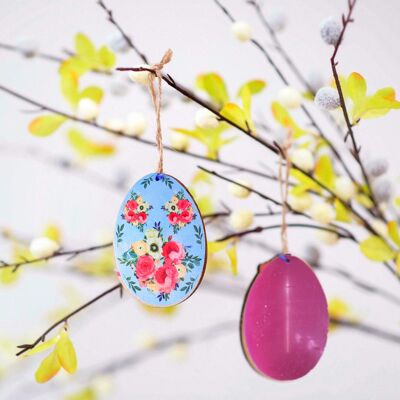 Easter egg pendant Tiny Blossom beautiful blue