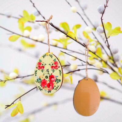 Easter egg pendant Tiny Blossoms beautiful yellow
