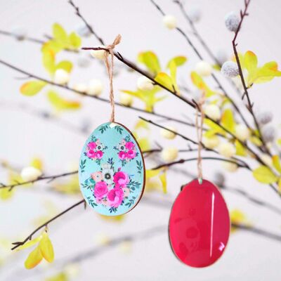 Easter egg pendant Tiny Blossoms green