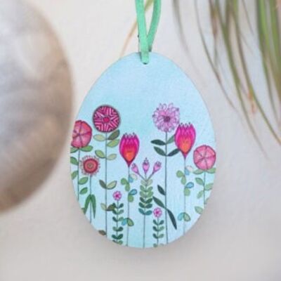 Easter egg pendant flower magic sea green