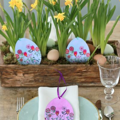 Easter egg pendant flower magic pink