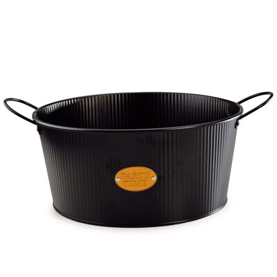 Black flared bucket with crest