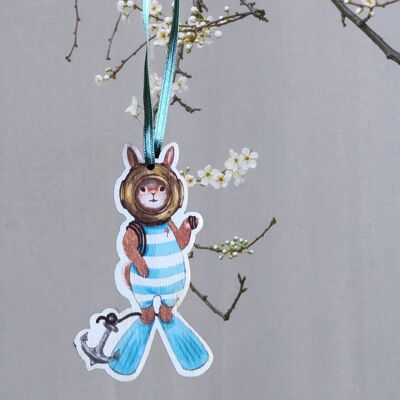 Pendant rabbit Theodor the diver