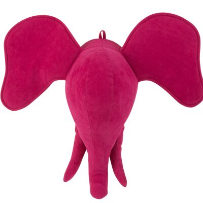 Elephant tete suspendu velours rose