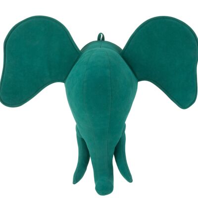 Elephant tete suspendu velours vert