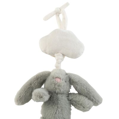 Lapin suspendu musique peluche vert