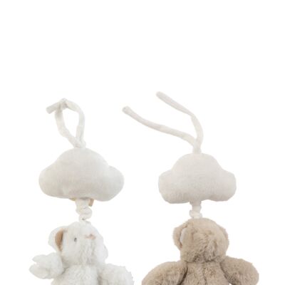 Ours suspendu peluche blanc/gris assortiment de 2