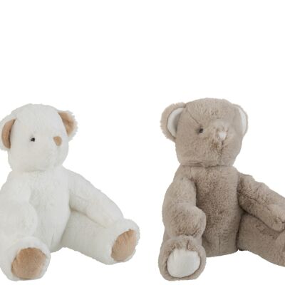 Ours peluche blanc/gris small assortiment de 2