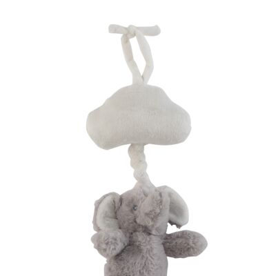 Elephant suspendu musique peluche gris