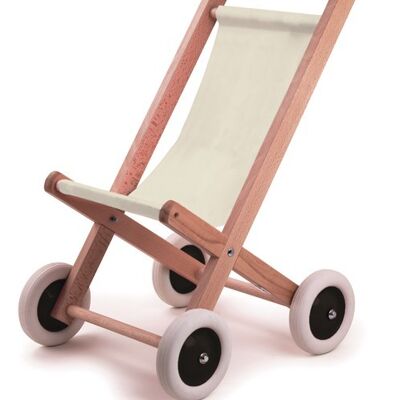 WOODEN DOLL BUGGY WITH NATURAL FABRIC