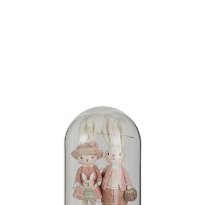 Cloche led lapin resine rose/vert