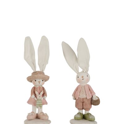 Boite a musique lapin resine rose/vert assortiment de 2