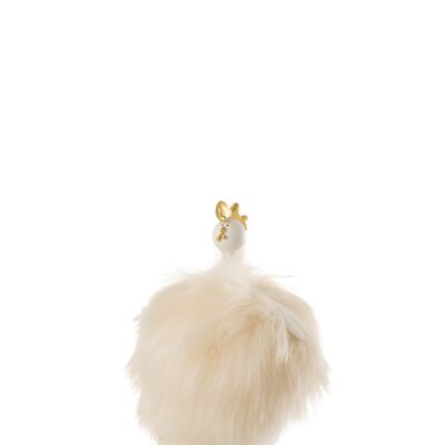 Poule boule peluche resine blanc small