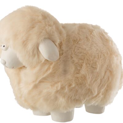 Mouton peluche resine blanc