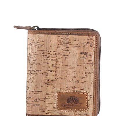 Vintage cork zip combination purse natural