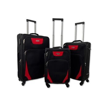 Set de 3 Valises Thunder+ Souples AF- 5 Noir/Rouge Assemblés en France