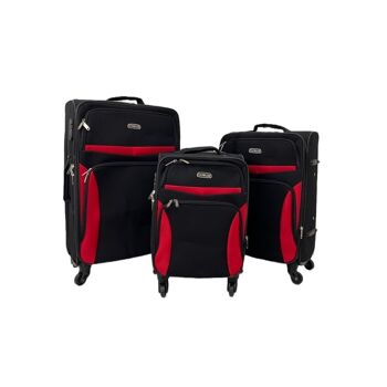 Set de 3 Valises Thunder+ Souples AF- 4 Noir/Rouge Assemblés en France 1