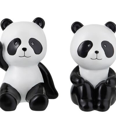 Set de 2 serre-livres panda resine noir/blanc