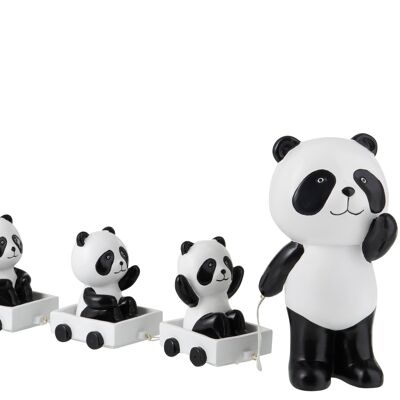 Panda + 3 chariots resine noir/blanc