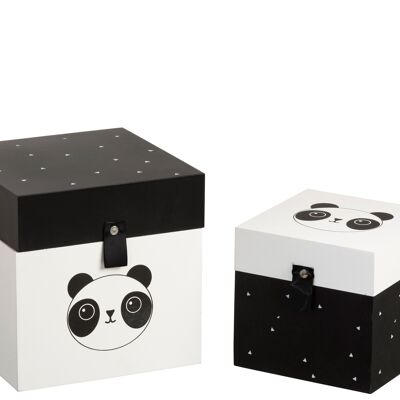Set de 2 boites panda bois blanc/noir