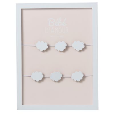 Cadre photo 6 clips nuage bois rose