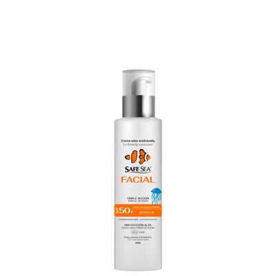 Safe Sea Facial Sun Cream for Adults SPF 50+ Protects the Skin in Contact with Jellyfish 100ml