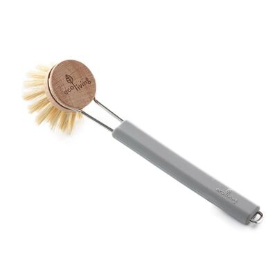 Brosse à Vaisselle avec Tête Remplaçable - Poils Naturels de Plantes (FSC 100%) - GRIS