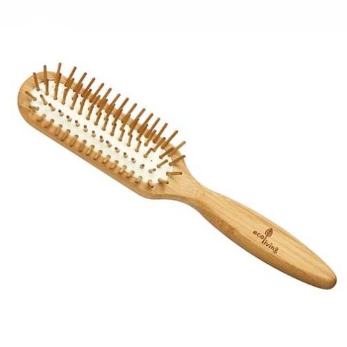 Bamboo Hairbrush - With Wooden Pins Rectangle FSC 100%