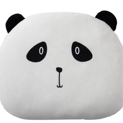 Coussin tete de panda polyester noir/blanc large