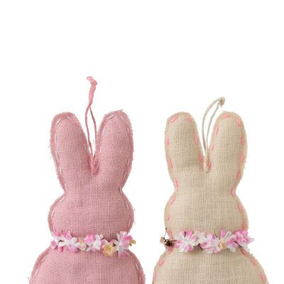 Lapin jute beige/rose assortiment de 2