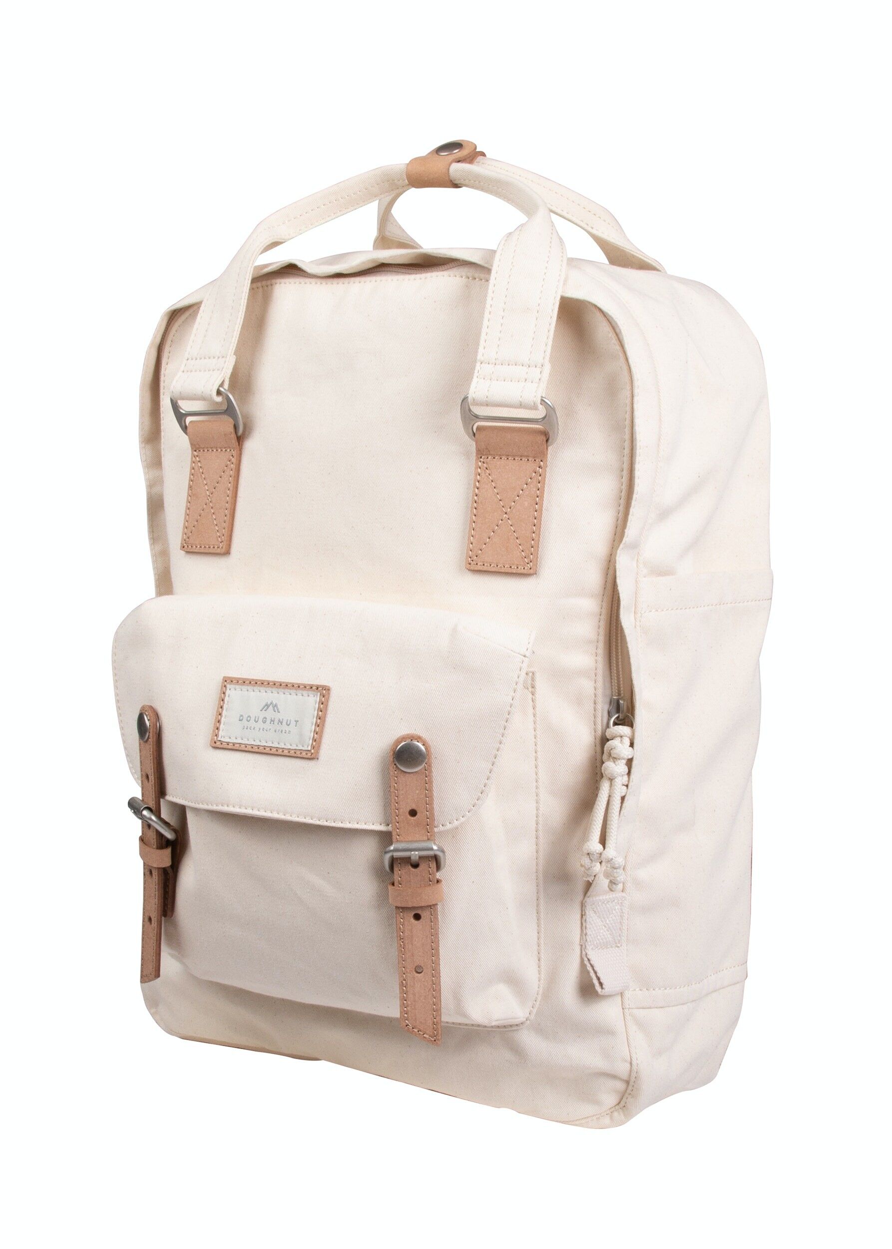 Macaroon Large Organic Cotton - Beige - Zaino grande in cotone organico grezzo per pc da 15 pollici, borsa per studenti, borsa per il fine settimana