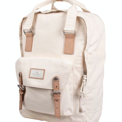 Macaroon Large Organic Cotton - Beige - Large raw organic cotton backpack for 15 inch pc, student bag, weekend bag