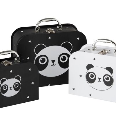 Set de 3 valises panda papier noir/blanc