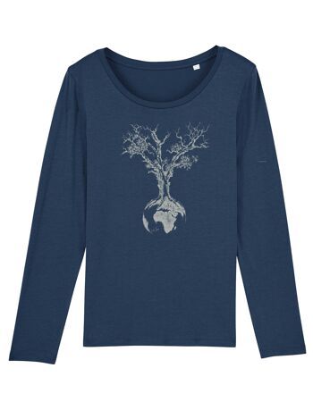 Fairwear Organic Longsleeve Femme Denim Blue Weltenbaum