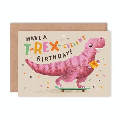 Tarjeta de cumpleaños T-Rex-cellent