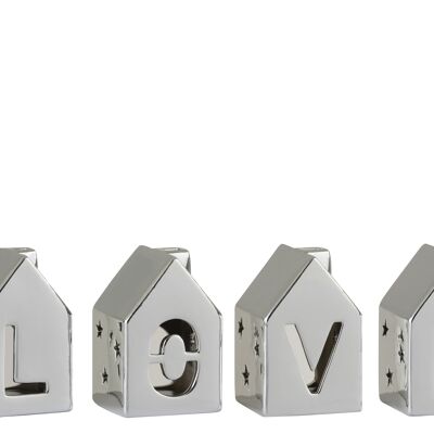 Set de 4 maison love porcelaine argent