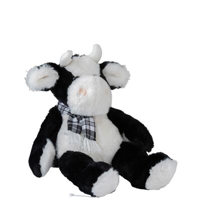 Vache + echarpe peluche noir/blanc medium