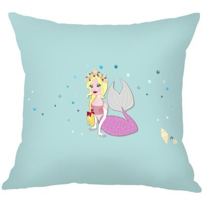 Mermaid blue cotton cushion cover
