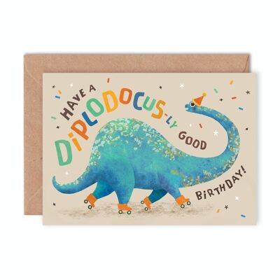 Diplodocus-ly buen cumpleaños tarjeta