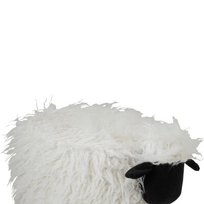 Pouf mouton textile ecru/noir