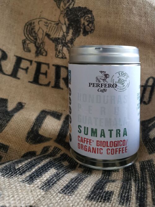 Caffè SUMATRA monorigine 100% Arabica BIO grani-lattina