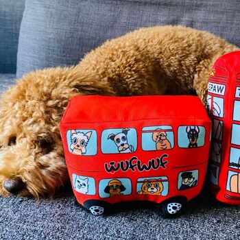 WufWuf City Transpawt, jouet en peluche grinçant pour chien, bus de Londres 6