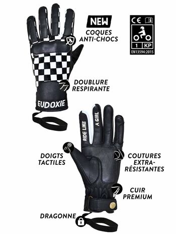 Gants moto homologués 1KP Eudoxie Jody Beth 3