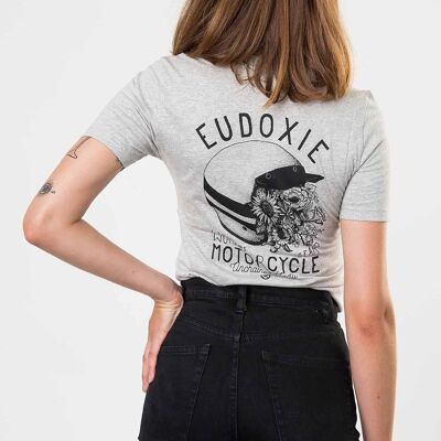 Fitted gray Bonnie motorcycle t-shirt
