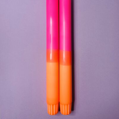 1 large dip dye stick candle neon pink*neon orange