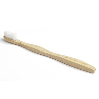 Brosse à Dents en Bambou Durable - Adultes - Poils Souples - Blanc 1