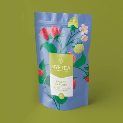 Grüner Tee aromatisiert mit Waldfrüchten, Malve, Veilchen - Waldspaziergang - 100g