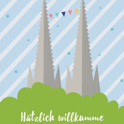 Greeting card-Hätzlich welcome little Cologne